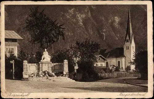 Ak Bayrischzell in Oberbayern, Kriegerdenkmal, Kirche