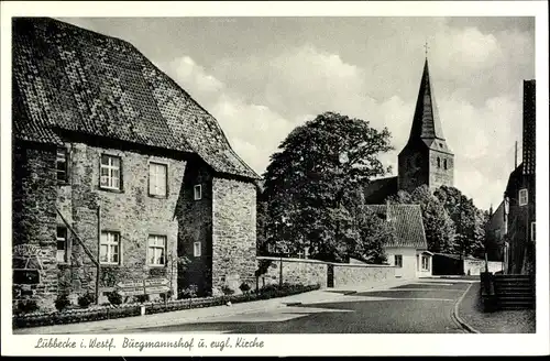 Ak Lübbecke in Westfalen, Burgmannshof und ev. Kirche