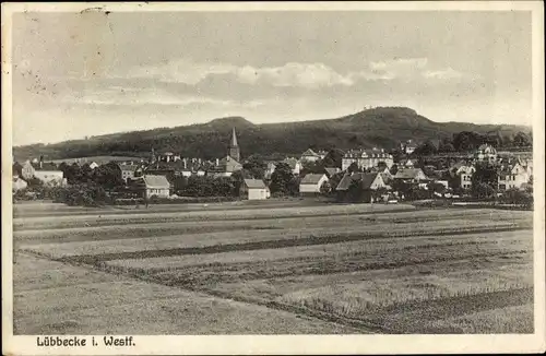 Ak Lübbecke Westfalen, Blick auf den Ort, Kirche, Berge
