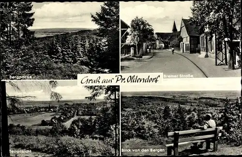 Ak Preußisch Oldendorf in Westfalen, Blick von den Bergen, Bremer Straße, Bergpartie