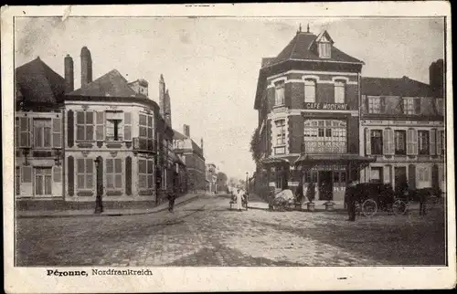Ak Péronne Somme, Café Moderne