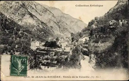 Ak Saint Jean de la Rivière Vésubie Alpes Maritimes, Ortsansicht, Talblick