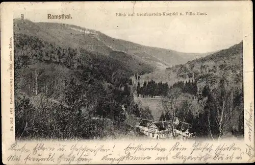 Ak Saverne Zabern Elsass Bas Rhin, Ramsthal, Blick auf Greifenstein-Koepfel, Villa Gast