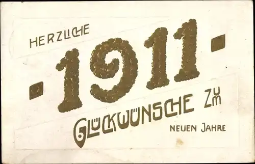 Präge Litho Glückwunsch Neujahr, Jahreszahl 1911