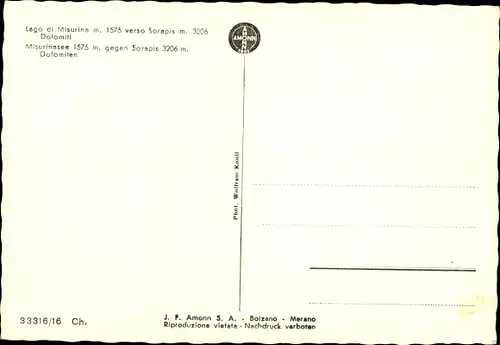 Ak Lago di Misurina Misurinasee Cortina d'Ampezzo Veneto, Panorama gegen Sorapis