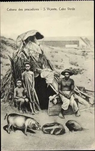 Ak São Vicente Cabo Verde Kap Verde, Cabana des pescadores, Schwein