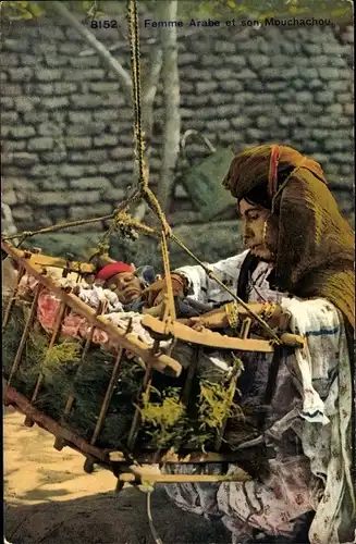 Ak Femme Arabe et son Mouchachou, Araberin mit Baby, Photochromie, Maghreb
