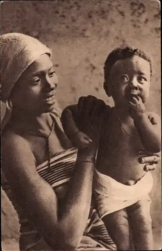Ak Missions d'Afrique, Maman Bousanga, Frau mit Baby