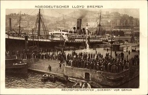 Ak Genova Genua Liguria, Reichspostdampfer Goeben, Norddeutscher Lloyd