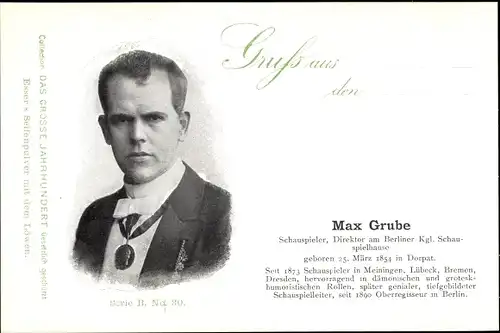 Ak Schauspieler Max Grube, Direktor Berliner Schauspielhaus, Portrait, Reklame, Esser's Seifenpulver