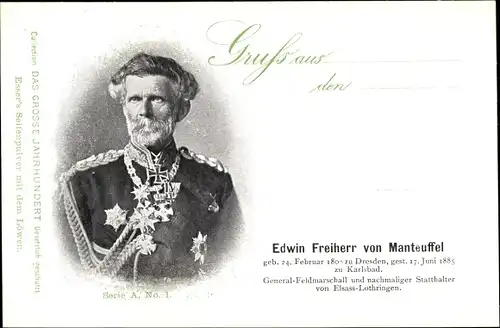 Ak Generalfeldmarschall Edwin Freiherr Portrait, Reklame, Esser's Seifenpulver