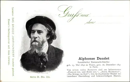 Ak Schriftsteller Alphonse Daudet, Portrait, Reklame, Esser's Seifenpulver