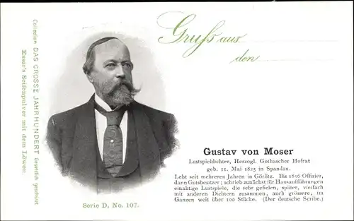 Ak Dichter Gustav von Moser, Portrait, Reklame, Esser's Seifenpulver