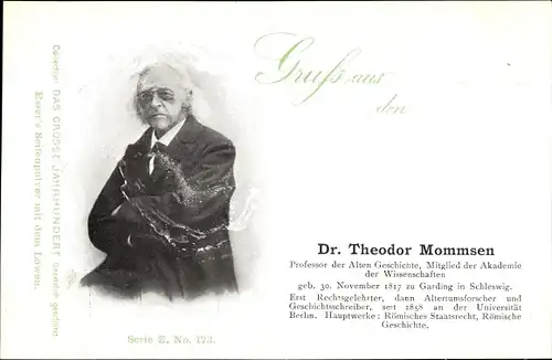 Ak Dr. Theodor Mommsen, Historiker, Portrait, Reklame, Esser's Seifenpulver
