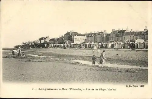 Ak Langrune sur Mer Calvados, Vue de la Plage, côté est