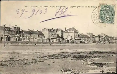 Ak Langrune sur Mer Calvados, Aspect générale de la Plage