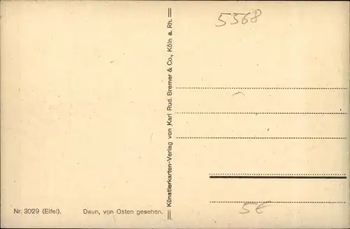 Künstler Ak Daun in der Eifel, Ort von Osten aus gesehen, Nr. 3029