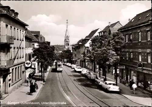 Ak Zuffenhausen Stuttgart in Baden Württemberg, Unterländerstraße, Straßenbahn