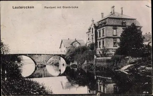 Ak Lauterecken in der Pfalz, Kgl. Rentamt mit Glanbrücke