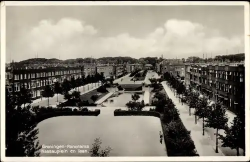 Ak Groningen Niederlande, Panorama Nassauplein en Laan