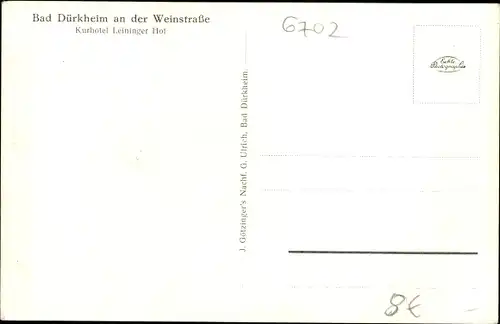 Ak Bad Dürkheim am Pfälzerwald, Kurhotel Leininger Hoof, Hausansicht