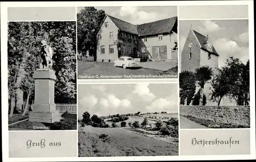 Ak Hetjershausen Göttingen in Niedersachsen, Gasthaus, Kirche, Ehrenmal, Panorama