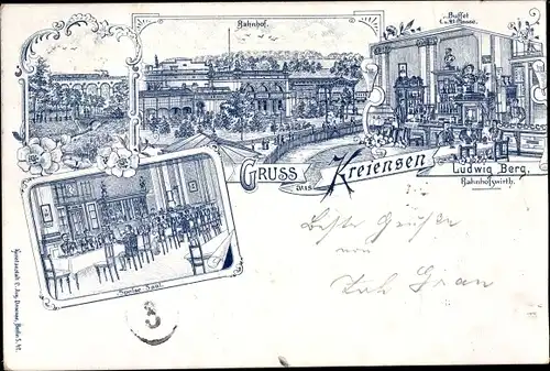 Litho Kreiensen Einbeck, Bahnhof, Bahnhofswirtschaft, Innenansicht