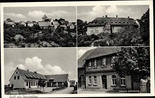 Ak Dringenberg Bad Driburg in Westfalen, Gesamtansicht, Burg, Pension Schönblick, Schule