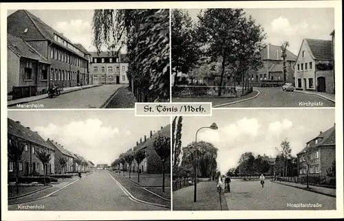 Ak Sankt Tönis Tönisvorst am Niederrhein, Kirchplatz, Hospitalstraße, Kirchenfeld, Marienheim