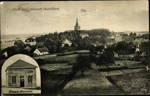 Ak Hoch Elten Emmerich am Rhein, Teilansicht, Drusus Brunnen