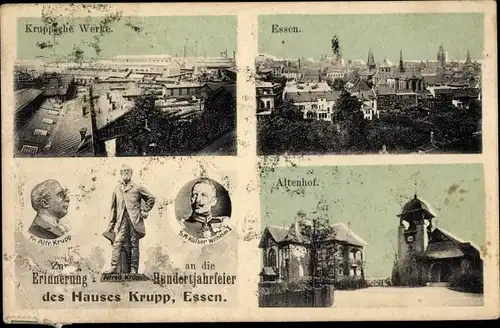 Ak Essen, Kruppsche Werke, Hundertjahrfeier, Altenhof, Fr. Alfr. Krupp, Alfred Krupp, Wilhelm II
