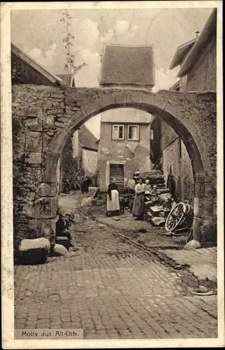 Ak Bad Orb in Hessen, Straßenpartie in der Altstadt, Torblick