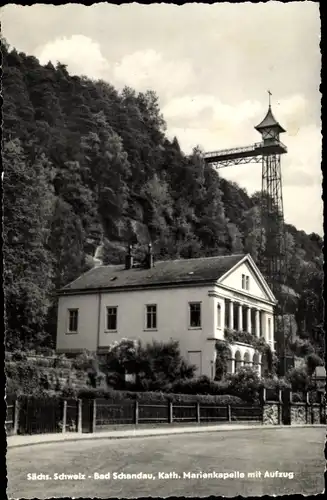 Ak Bad Schandau Sächsische Schweiz, Kath. Marienkapelle mit Aufzug