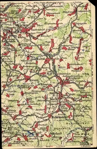Landkarten Ak Auerbach im Vogtland, Reichenbach, Falkenstein, Lengenfeld