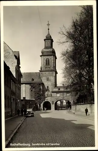 Ak Aschaffenburg in Unterfranken, Sandkirche mit Sandtor