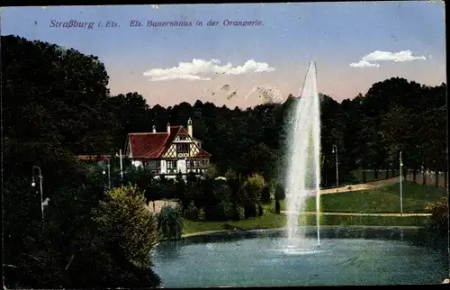 Ak Strasbourg Straßburg Elsass Bas Rhin, Els. Bauernhaus in der Orangerie