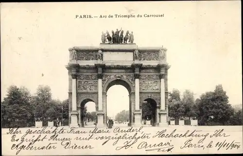 Ak Paris VIII.  Arrondissement Élysée, Arc de Triomphe du Carrousel