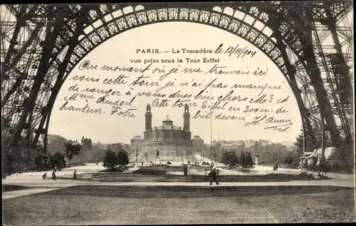 Ak Paris VII, Le Trocadero vue prise sous la Tour Eiffel