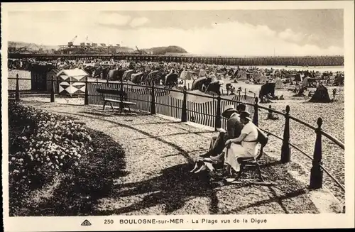 Ak Boulogne sur Mer Pas de Calais, La Plage vue de la Digue