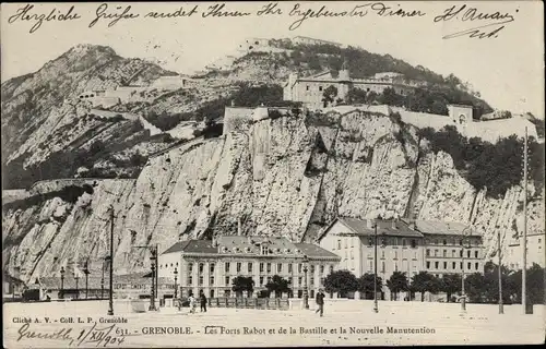 Ak Grenoble Isère, Les Forts Rabot et de la Bastille et la Nouvelle Manutention