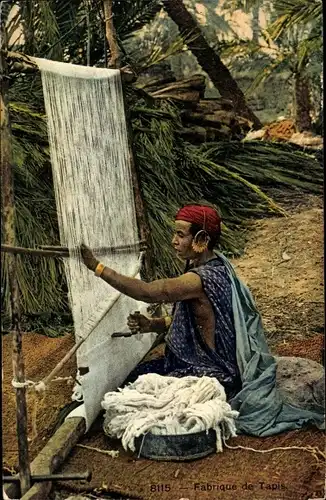 Ak Fabrique de Tapis, Teppichweber, Webstuhl, Photochromie, Maghreb
