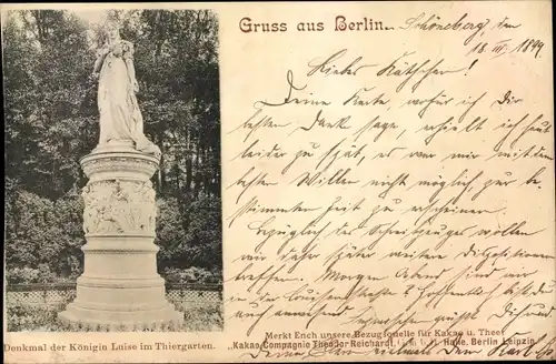 Ak Berlin Tiergarten, Denkmal der Königin Luise