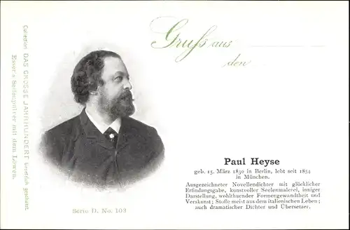 Ak Dichter Paul Heyse, Portrait, Reklame, Esser's Seifenpulver