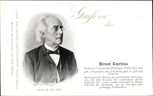 Ak Ernst Curtius, Archäologe und Althistoriker, Portrait, Reklame, Esser's Seifenpulver