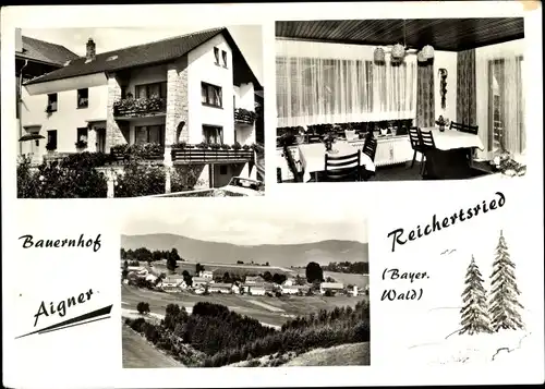 Ak Reichertsried Kirchberg im Wald, Bauernhof, Gasthof, Panorama vom Ort