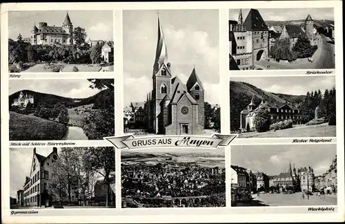 Ak Mayen in der Eifel, Burg, Kloster Helgoland, Brücken Tor, Kirche, Gymnasium