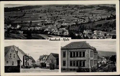 Ak Nussbach in der Pfalz, Straßenpartie, Gebäude, Panorama von der Ortschaft