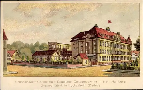 Ak Hockenheim in Baden, Zigarrenfabrik