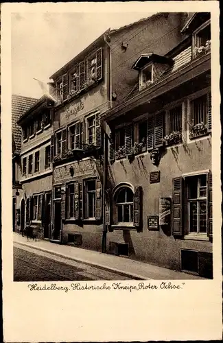 Ak Heidelberg am Neckar, Historische Kneipe Roter Ochse, Straßenpartie