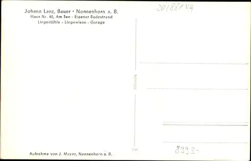 Ak Nonnenhorn am Bodensee, Gasthaus v. Johann Lanz, Bauer, Wasserblick